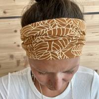 breites Stirnband, elastisches Bandana, Turban Haarband Damen gemustert in ocker/gelb Bild 2