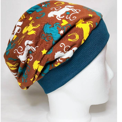 Beanie Mütze mit Pferde zum wenden