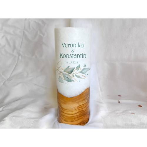 Hochzeitskerze Salbei II - Holzkerze