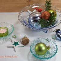 Vintage Schale, Pressglas, Schüssel, hellblau, Schmuckschale, Vintage Hochzeit, Weihnachtsdeko, Hochzeitsdeko Bild 2