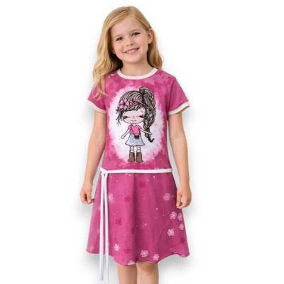 Boho Sommerkleid für Mädchen in Pink mit Weißem Zierband // Handgemacht & Verspielt //