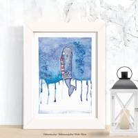 Pottwal & Leuchtturm, Poster Print Wanddeko Kinderzimmer Maritime Wanddeko Wal Meer Aquarell handgemalt kaufen Bild 3