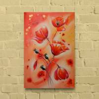 MOHNBLUMENTRAUM - künstlerisches Blumengemälde mit Mohnblumen auf Leinwand 40cmx60cm Bild 1