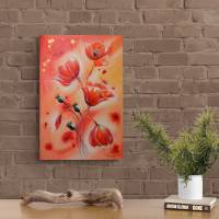 MOHNBLUMENTRAUM - künstlerisches Blumengemälde mit Mohnblumen auf Leinwand 40cmx60cm Bild 3
