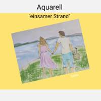 Aquarell original, "einsamer Strand",DIN A4 Bild 1