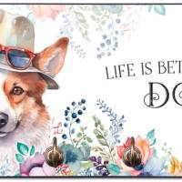 Hundegarderobe LIFE IS BETTER WITH A DOG mit Welsh Corgi Bild 1