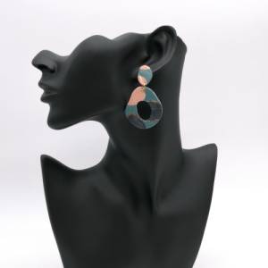 bunte Polymer Statement Ohrringe | Petrol Rosa und Nachtblau | in chunky Birnenform und mit Ohrsteckern aus Edelstahl Bild 8