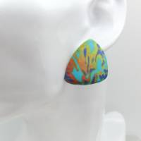 Mehrfarbige Ohrstecker aus Polymerton, abstrakte geometrische Ohrringe für Sommerkleid, Ohrstecker für Frauen, Geschenk Bild 3