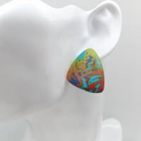 Mehrfarbige Ohrstecker aus Polymerton, abstrakte geometrische Ohrringe für Sommerkleid, Ohrstecker für Frauen, Geschenk Bild 4