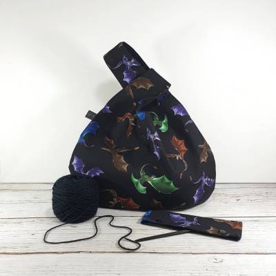 Projekttasche mit Drachen, Nadelgarage optional