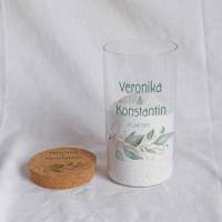 Sandzeremonie Glas mit Holzdeckel Hochzeitsbrauch Windlicht Design Salbei II Bild 3