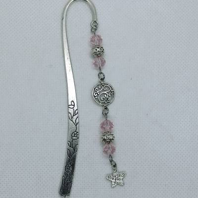 Lesezeichen mit rosa Glasperlen, 12 cm