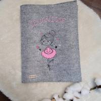 Zeungismappe aus Filz Ballerina/  Mädchen/ mit Sichtbuch und Stickerei / Personalisiert Bild 1