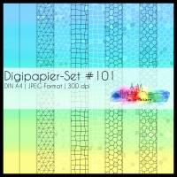 Digipapier Set #101 (blau, türkis, grün, gelb) abstrakte & geometrische Formen  zum ausdrucken, plotten & mehr Bild 1