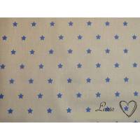 8,30 EUR/m Stoff Baumwolle Sterne royalblau auf hellbeige Bild 1