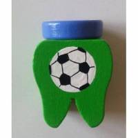 Zahndose Fußball  Milchzahndose mit Name Wunschfarbe Zahnaufbewahrung Bild 1