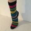 Größe 39,Selbstgestrickte Socken, gestreift, pink//grün/gelb/blau/grau/schwarz, Wollstrümpfe, Wollsocken, gestreift, bunt, Gr.39 Bild 2