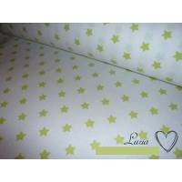 9,50 EUR/m Stoff Baumwolle Sterne hellgrün auf weiß Ökotex100 Bild 1