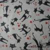 10,30 EUR/m Stoff Baumwolle schwarze Katzen auf hellbeige - Leinenoptik Bild 3