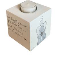 Teelichthalter/Kerzenwürfel/Teelichtwürfel aus Holz "Engel" Trauer zur Erinnerung Bild 5