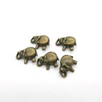 5 Stück, Metalldruckknöpfe Elefant, messingfarben Bild 1