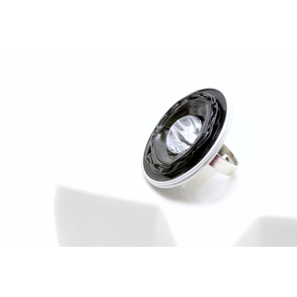 Handgemachter Edler Ring Blume aus Leder Schwarz Schmuck Größenverstellbar