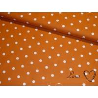 9,30 EUR/m Stoff Baumwolle Punkte weiß orange 8mm Ökotex Bild 1