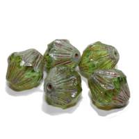 5 Glasschliff Bicone, 13x11mm, green lustered Bild 1