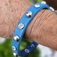 Kleines zierliches Hundehalsband, blau mit Ziernieten (HH 04) Bild 2