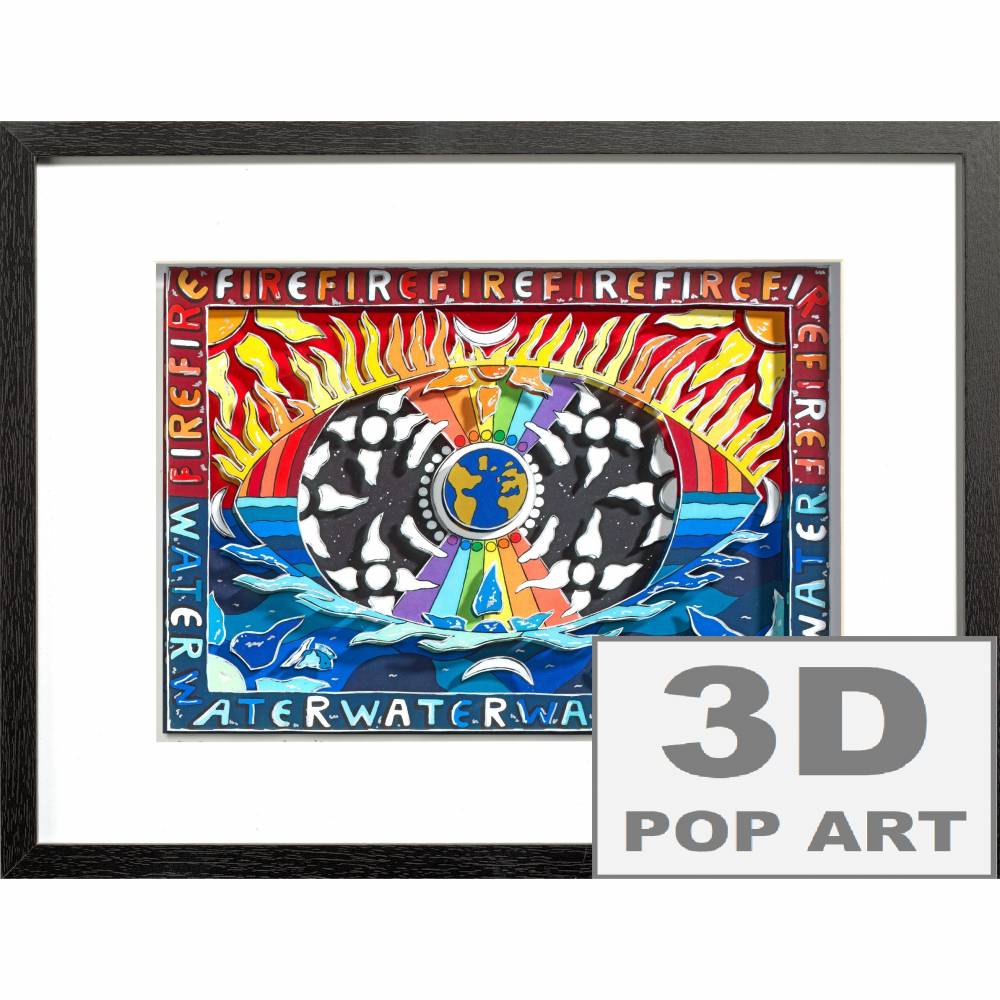 Feuer Wasser Elemente Erde 3D pop art Papier Kunst Regenbogen personalisierbar Bild 1