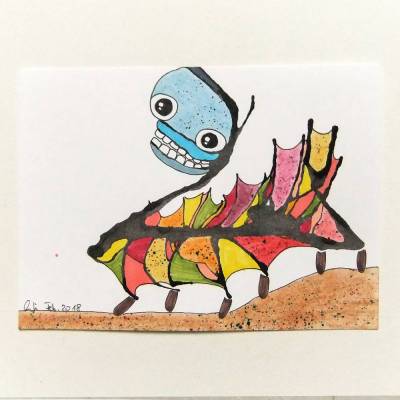 kleine Zeichnung, Tusche, KlexMonster 'Vielfüssler'