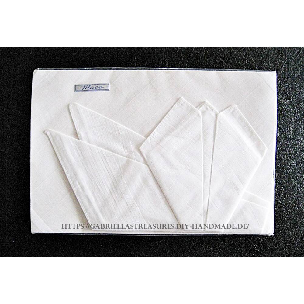 Damen Taschentücher vintage, 3er Set, weiß eingewebtes Muster, Kommuniongeschenk rein Maco, neu&unbenutzt Bild 1