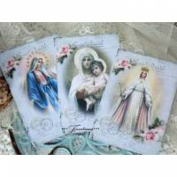 Postkarten, Grußkarten, Deko Karten Set mit alten Madonna Motiven im Shabby / Vintage Stil Bild 1