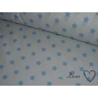 9,50 EUR/m Stoff Baumwolle - Sterne hellblau auf weiß Ökotex Bild 1