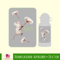 Trinkflaschen - Aufkleber | Maus grün - großer Namensaufkleber Bild 1