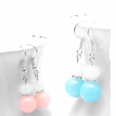 Glasperlenohrringe ~ Pfirsich Sorbet ~ Apricot | Weiß | Silber | Pastellfarben | Sommer | Hängeohrringe