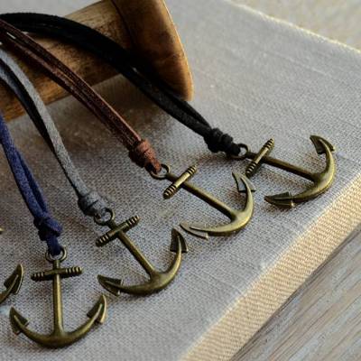 Wickelarmband Ankerliebe . Armband Maritim . Velourband Dunkelblau Braun Caramel Schwarz Grau . Anker Antikbronze