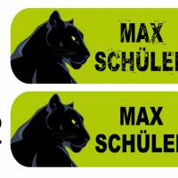 Schulaufkleber-Set | Schwarzer Panther grün - 143 teilig, Namensaufkleber, Stifteaufkleber, Adressaufkleber Bild 2