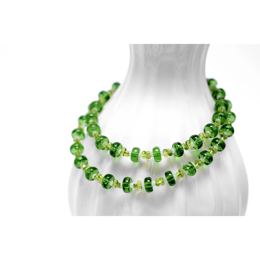 Perlen,Glaswaschperlen-Ketten,Kunst-Perlen-Ketten 1 Set L.50cm 4 Farben Glänzend 