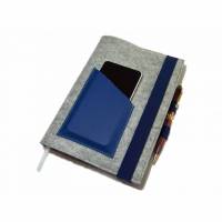 Kalenderhülle mit Handyfach + Stifthalter + Kreditkartenfach aus Wollfilz Leder für Din A5 Buchkalender, Notizbuch bis max. 21 x 15 x 2,5cm Bild 1