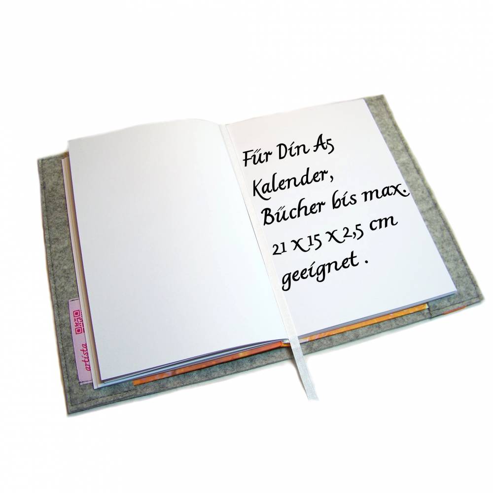 Kreditkartenfach aus Wollfilz Leder für Din A5 Buchkalender Kalenderhülle mit Handyfach Stifthalter Notizbuch oder Maßanfertigung 