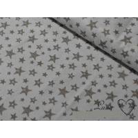 8,50 EUR/m Stoff Baumwolle Sterne beige / Cappuccino auf weiß Bild 1