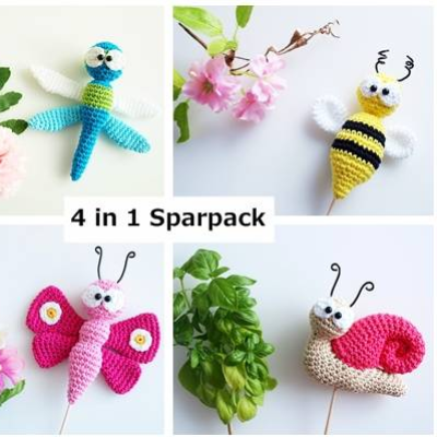 Häkelanleitung Blumenstecker Tiere 4 in 1 - PDF Datei