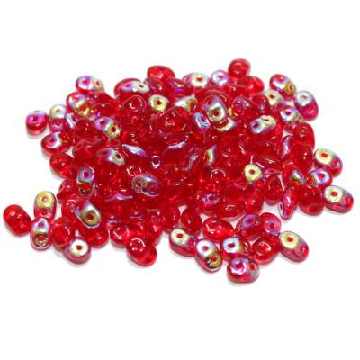 €190,00/kg 10 Gramm Glasperlen Super Duo red lustered