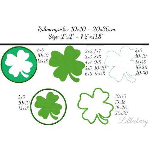 Stickdateien Set "Kleeblatt" 10x10 - 20x30
