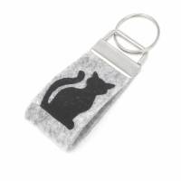 Schlüsselanhänger Katze Front Wollfilz personalisiertes Geschenk mini klein kurz Bild 1
