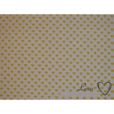 9,50 EUR/m Stoff - Baumwolle, Herzen gelb auf weiß, Ökotex100