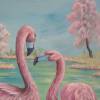 Original Acrylbild "Flamingos im Frühling" - Kunst Bild Vögel gemalt Vogelmalerei Leinwandbild 60cmx80cm Bild 3