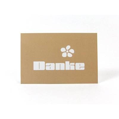 Schlichte braune Mini-Dankekarten im Visitenkartenformat – beidseitig matt veredelt
