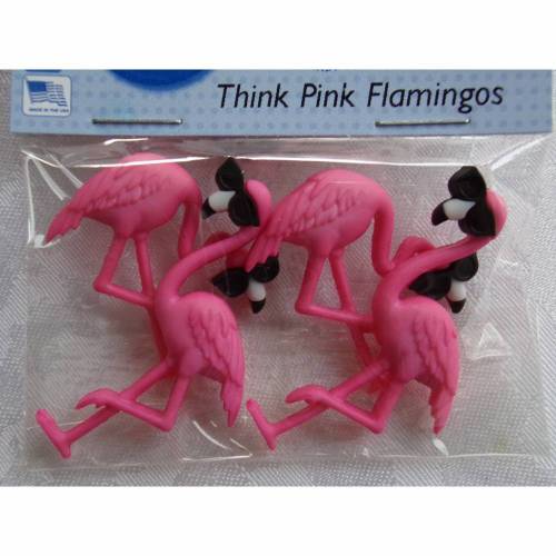 Dress it up Knöpfe  Flamingos  (1 Pck.)   Think Pink Flamingos